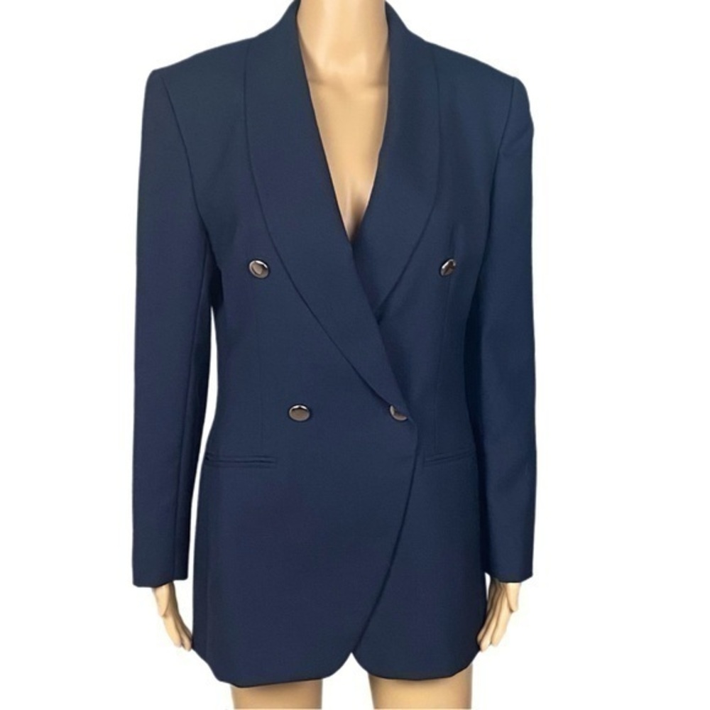 KENNETH GREENE navy, Vintage, double-breasted blazer with POCKETS. Size 8. EUC